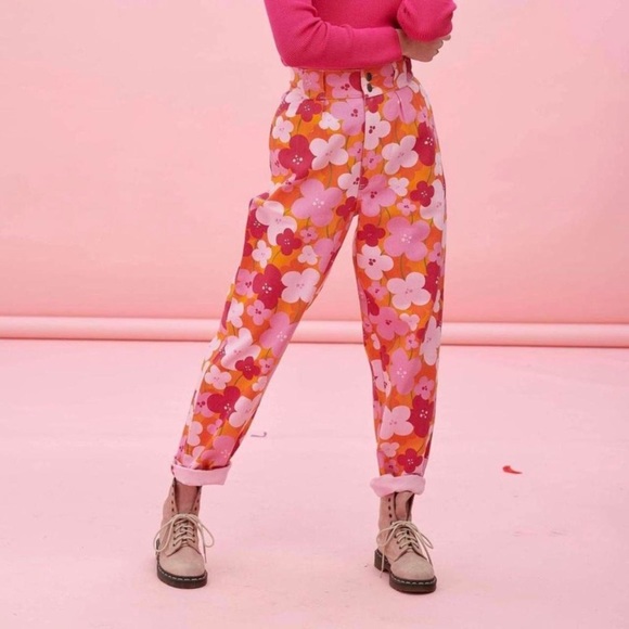 Lucy & Yak Pants - Lucy and Yak floral high waisted Addison pant jeans